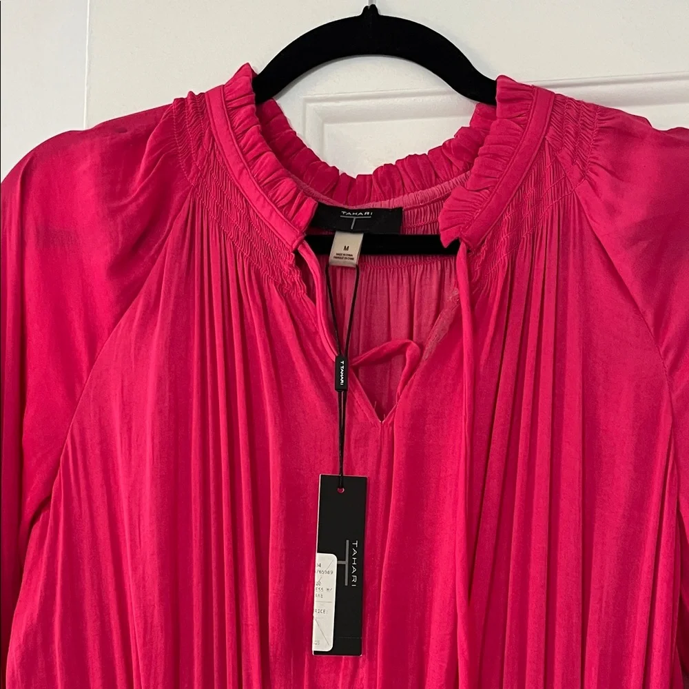 Tahari Bold Pink Long Sleeve Dress NWT - Picture 2 of 4